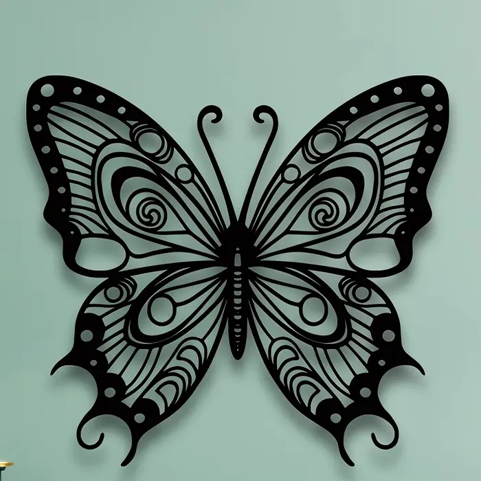 Décoration murale en métal en forme de papillon