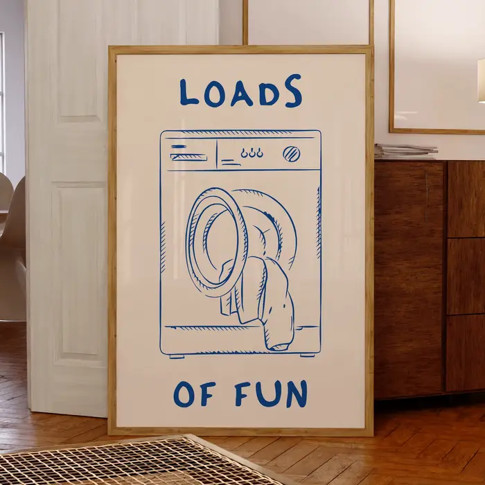 Loads Of Fun – toile murale rétro pour buanderie