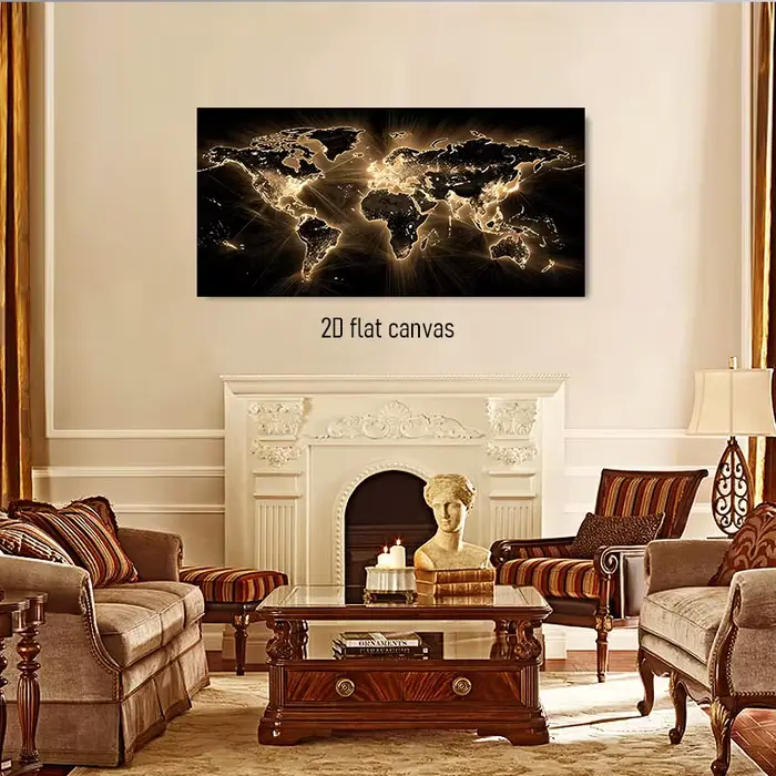 1 pièces moderne noir or carte du monde décoration peinture salon canapé fond tenture murale