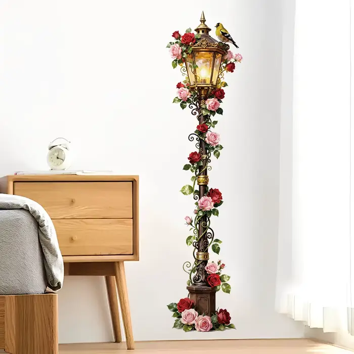 Autocollants muraux vintage en forme de lampadaire