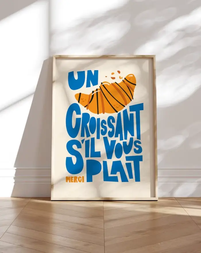 Un Croissant Print, affiche de petit déjeuner