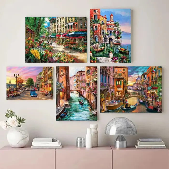 Toile de peinture de paysage de rue de Paris moderne