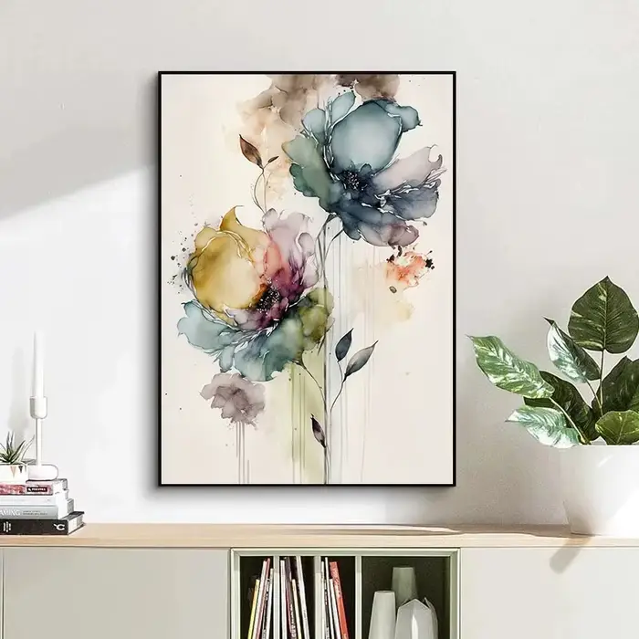 Affiche d'interconnexion romantique de couple et de fleurs
