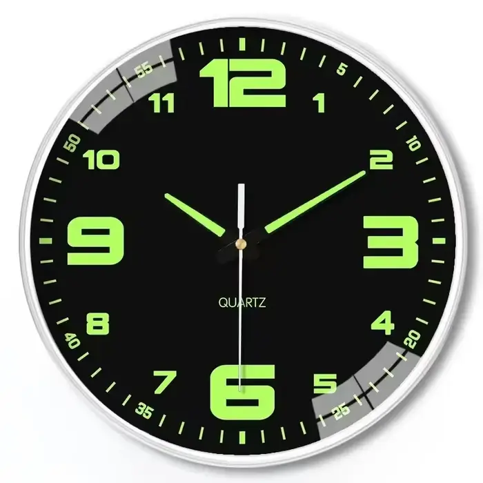 Horloge murale lumineuse sans trous, horloge à quartz silencieuse de 8 pouces, décoration moderne po