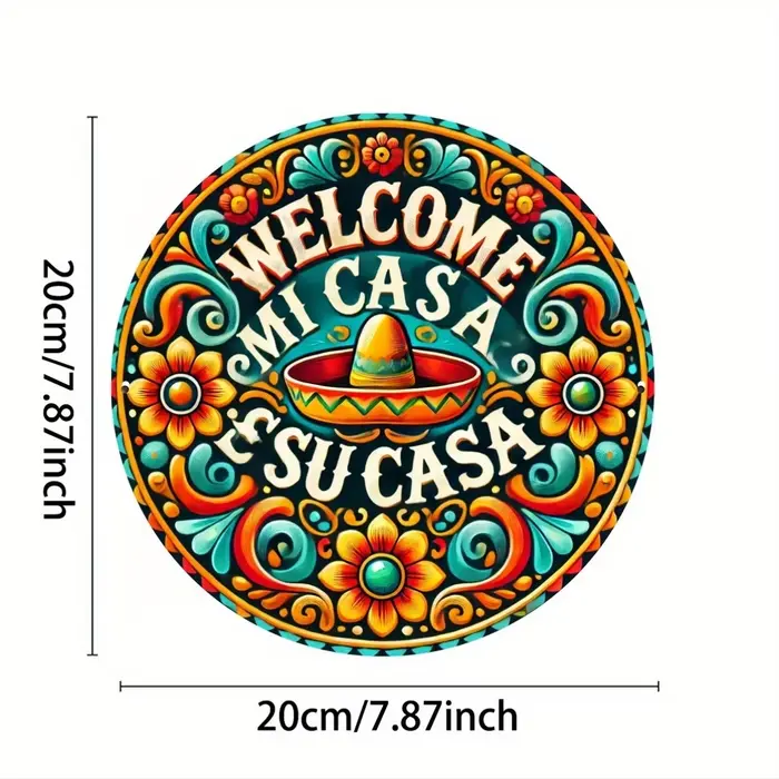 1 pièce 2D disque en bois mexicain Mi Casa thème mur Art signe 8 pouces pour la maison bureau salon salle de bain Bar café décoration