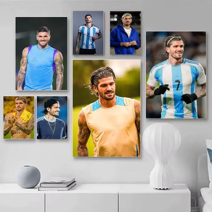 Affiche de football R-Rodrigo De Paul, affiche murale autocollante HD imperméable, idéale pour la maison, le bureau, le dortoir, cadeau