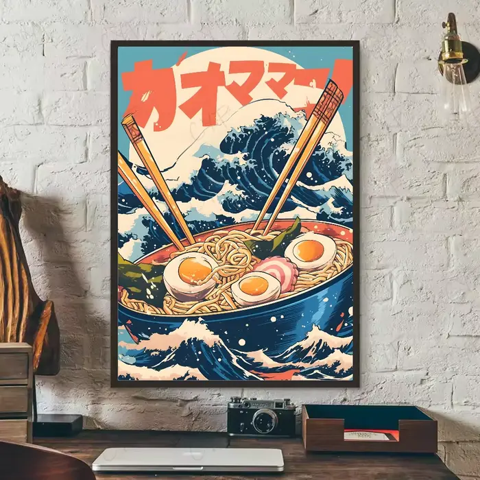 Affiche d'art Ramen du japon, illustateur Vintage, mur collant HD, étanche, pour la maison, le salon