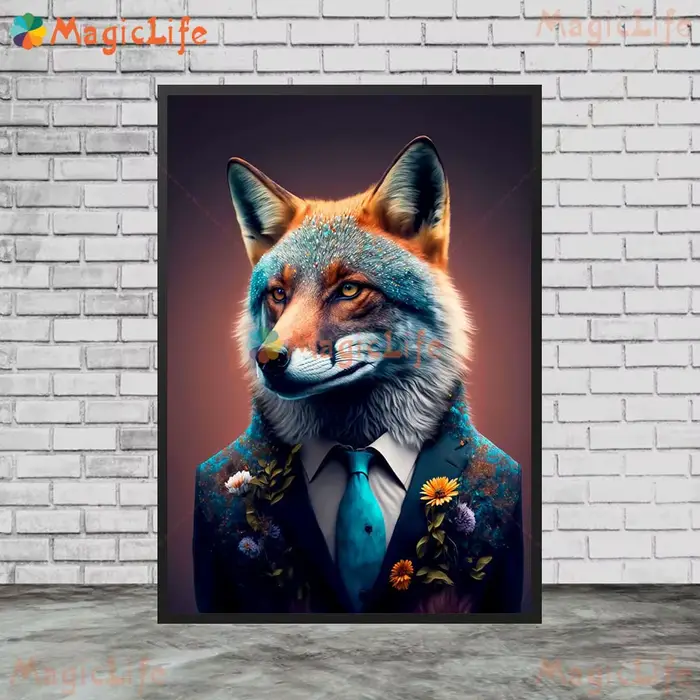 Affiche murale drôle de cerf de renard d'animal