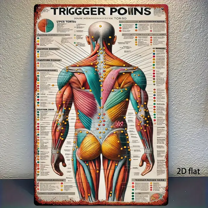 Affiche d'anomie humaine de 8x12 pouces, tableau d'acupuncture de marque, avec Points de déclencheme