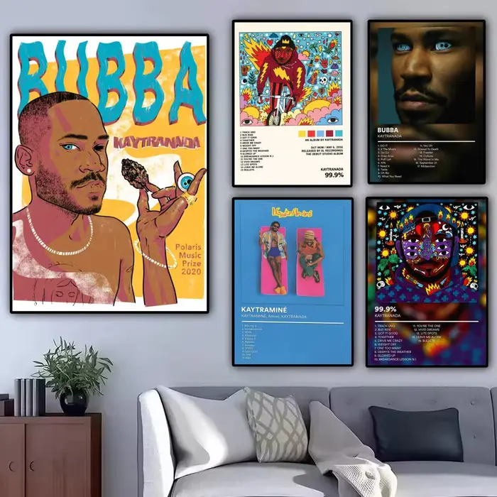 Affiche murale moderne sur toile avec peinture et calligraphie Singer K-KAYTRANADA