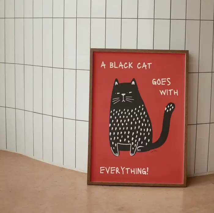 Affiche murale moderne Pop chat noir imprimé Animal drôle