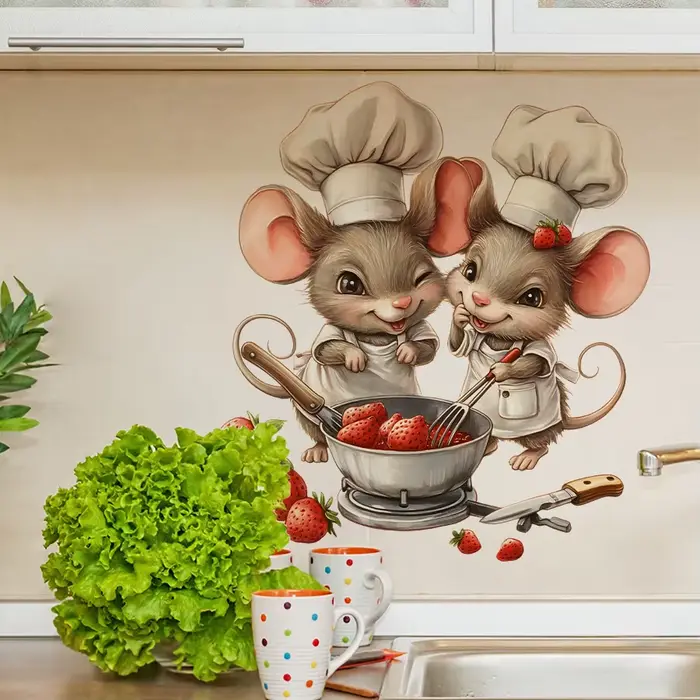 Autocollant mural de Chef de souris de dessin animé
