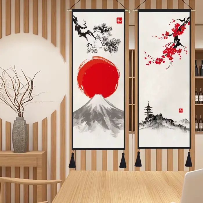 Peinture sur toile japonaise Ukiyo Great Wave Scroll Art