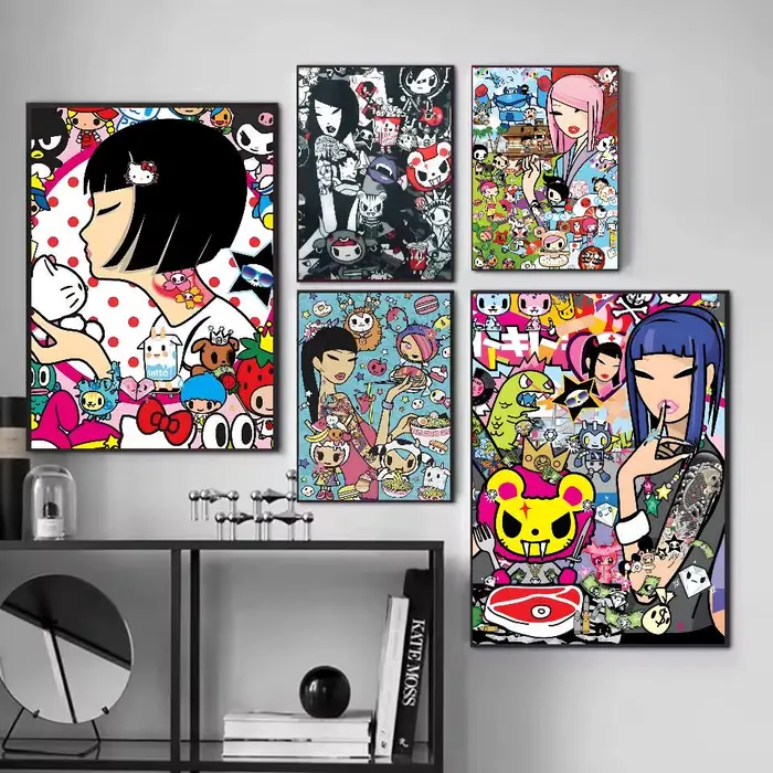 Affiche de dessin animé t-tokidoki Kawaii, autocollant en papier imperméable, décoration murale pour café, Bar, dortoir