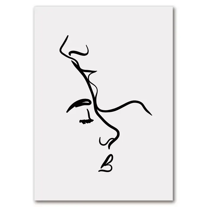 Affiches de ligne de Couple d'amour romantique, peinture sur toile et imprimés, images d'art murales