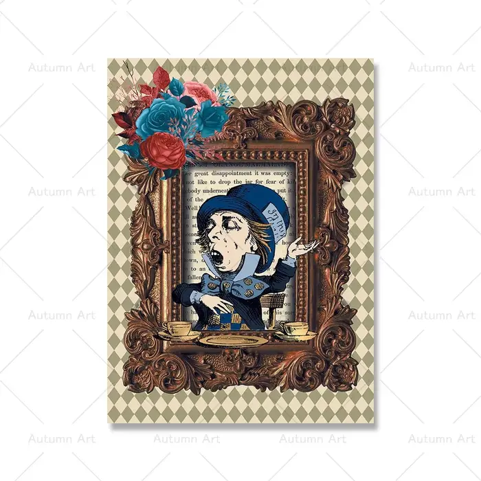 Affiches et imprimés d'Alice au pays des merveilles, Art mural Vintage, cartes à jouer amusantes, pe