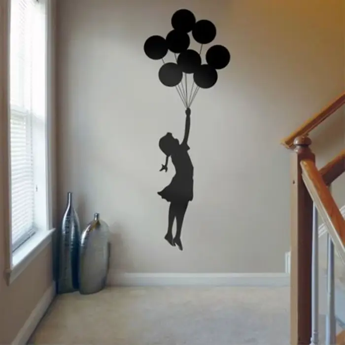 Autocollant Mural en Vinyle avec Ballon Flottant Banksy, Sticker Mural Auto-Adhésif, Graffiti, Décor