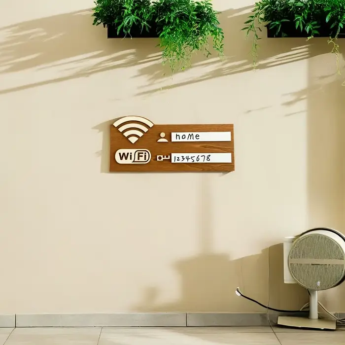 Panneau de mot de passe WiFi en bois rustique, Plaque d'indicateur de réseau sans fil murale Vintage, accessoire de décoration d'intérieur polyvalent 1 pièce