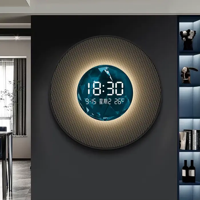 Horloge Circulaire LED pour Décoration de Salon