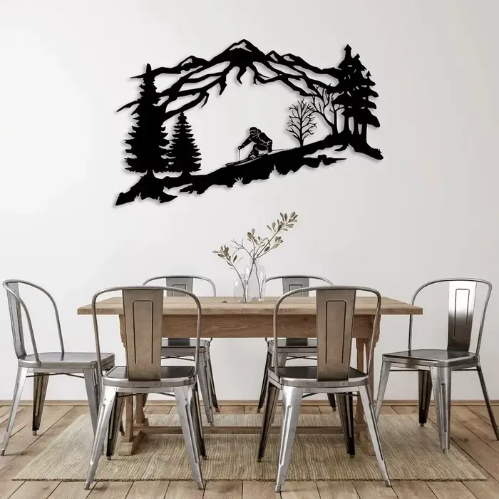 Art mural de skiier en métal