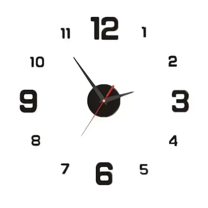 Horloge murale lumineuse 3D sans cadre en acrylique, horloge numérique autocollante, horloge muette