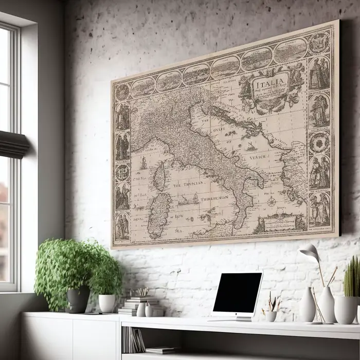 Affiche de carte d'italie Vintage