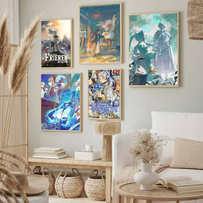 Animation populaire Frieren bonne qualité impressions et affiches Vintage chambre maison Bar café décor esthétique Art peinture murale