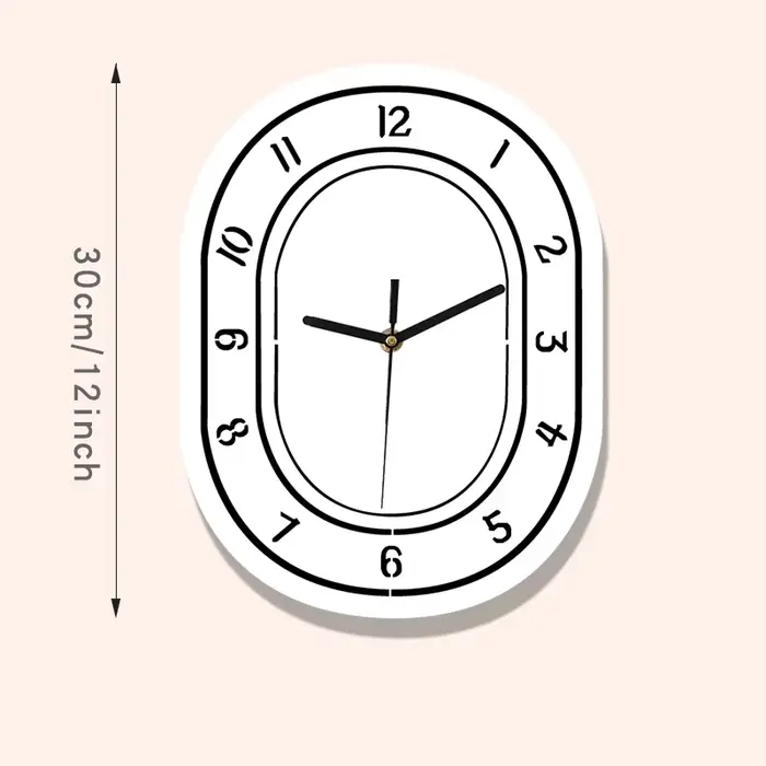 Horloge murale ovale en acrylique, décoration moderne et minimaliste, adaptée à la décoration du sal