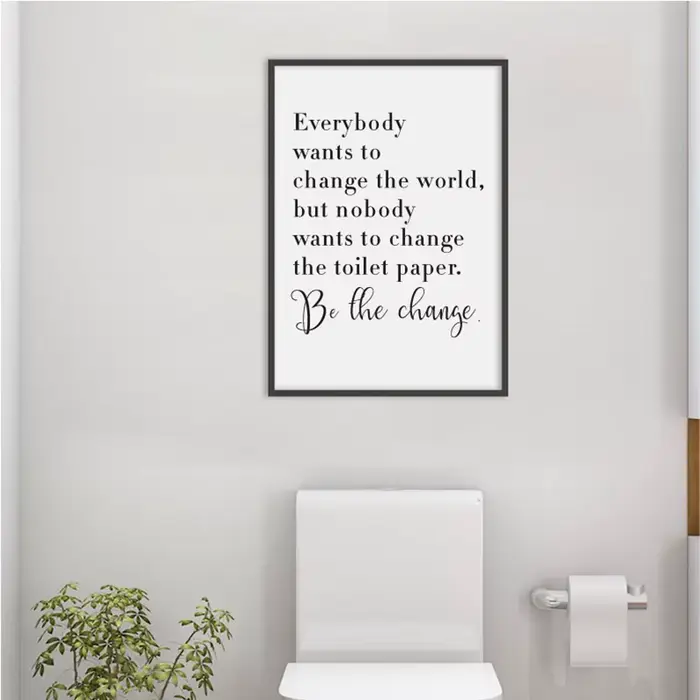 Affiche imprimée noir et blanc de salle de bain