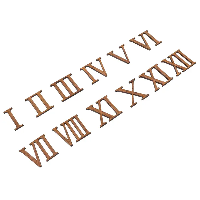Numéros d'horloge en bois et chiffres romains lisses