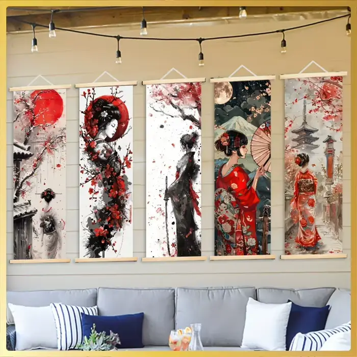 Affiche murale japonaise en bois