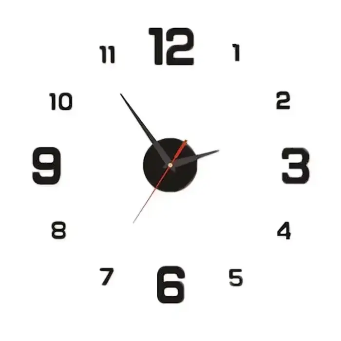 Horloge murale lumineuse 3D sans cadre en acrylique, horloge numérique autocollante, horloge muette 