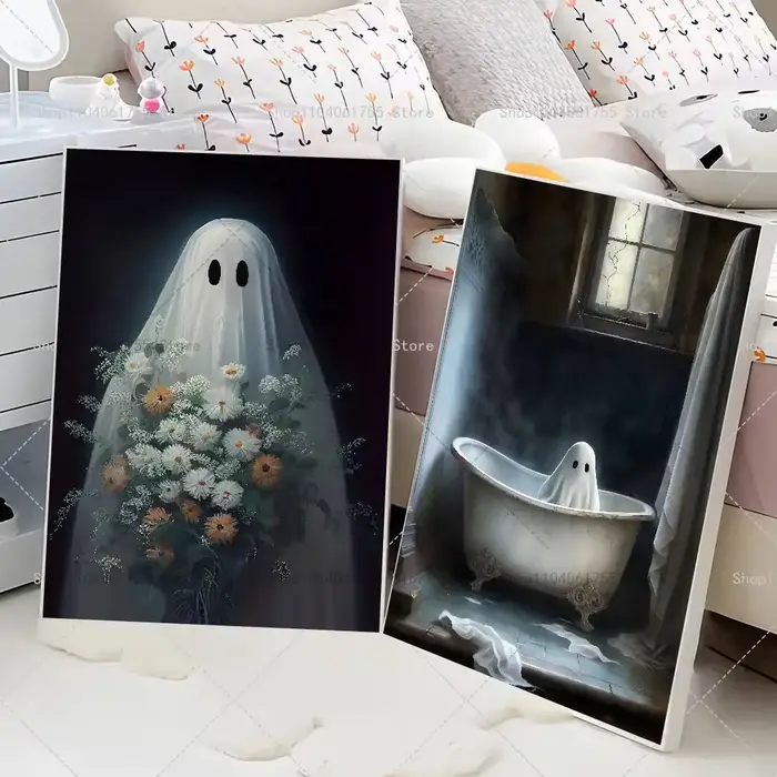 Affiche gothique d'Halloween avec fantômes