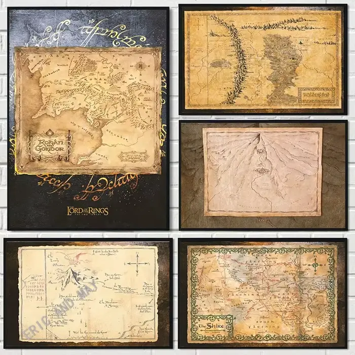 Carte du milieu de la terre LOTR The Shire Wilderland East Farthing Mordor