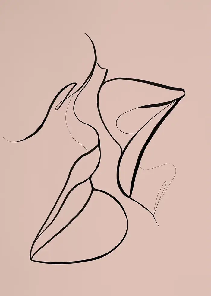 Affiche sur toile de peinture de ligne lesbienne, art mural de style simple, gérer pour salon, chamb
