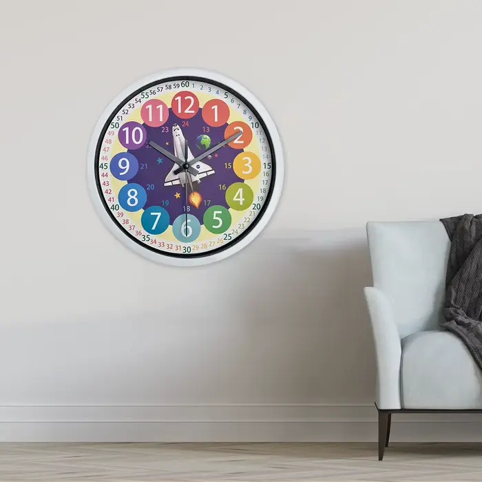Horloge Murale Spacvier de Style Dessin Animé Bleu