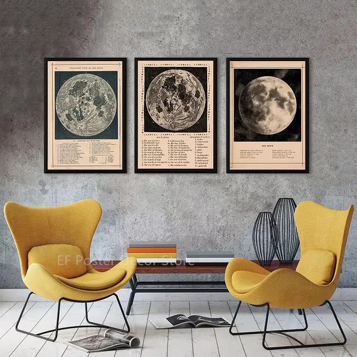 Affiches de carte de lune vintage
