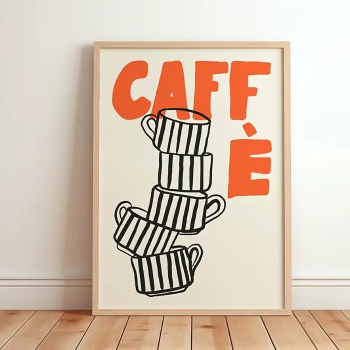Toile imprimée de café italien rétro, 1 pièce, Art mural de cuisine, affiche d'espresso sans cadre, lettrage «Caffé», décor esthétique de bureau et de maison