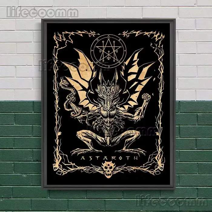 Asmod192.- Affiche sur toile décorative Astaroth Baphomet Beelzebub Paimon SAFArt