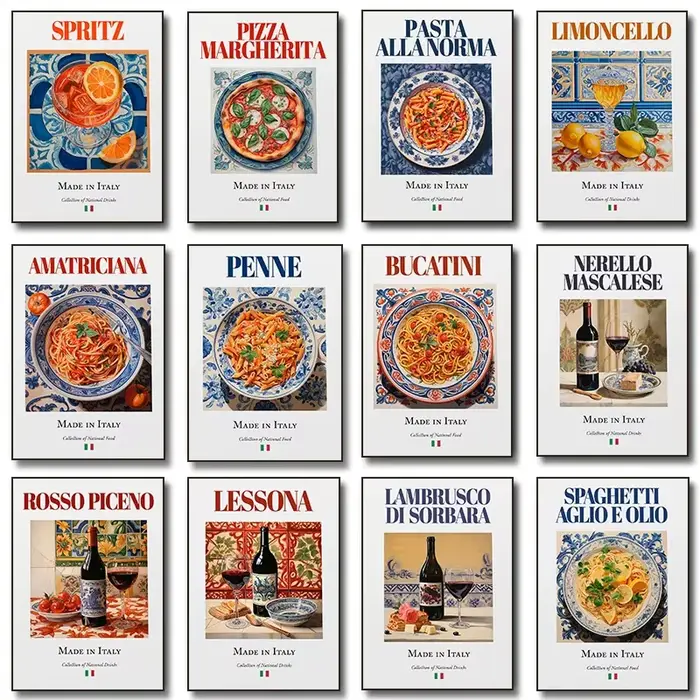 Affiche classique de nourriture italienne