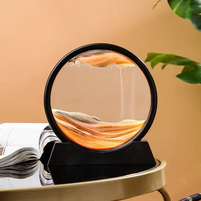 Art de sable mobile en verre 3D, paysage de sable créatif dans le mouvement, cadre de sable fluide, 