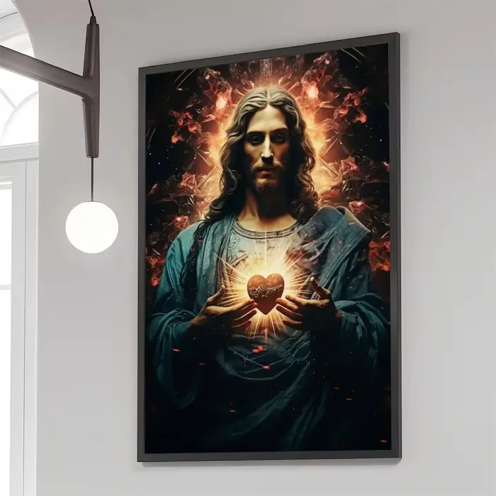 Affiches autocollantes de film sur toile du Sacré-Cœur de Jésus, autocollant en papier kraft rétro, 