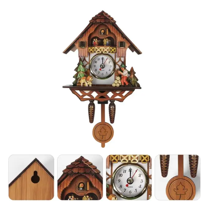 Pendule murale en bois vintage pour enfants