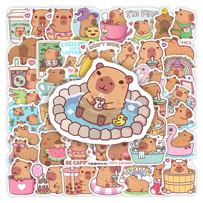 Autocollant Capybara de dessin animé, Animal de compagnie mignon, jouets pour enfants, décalcomanie 
