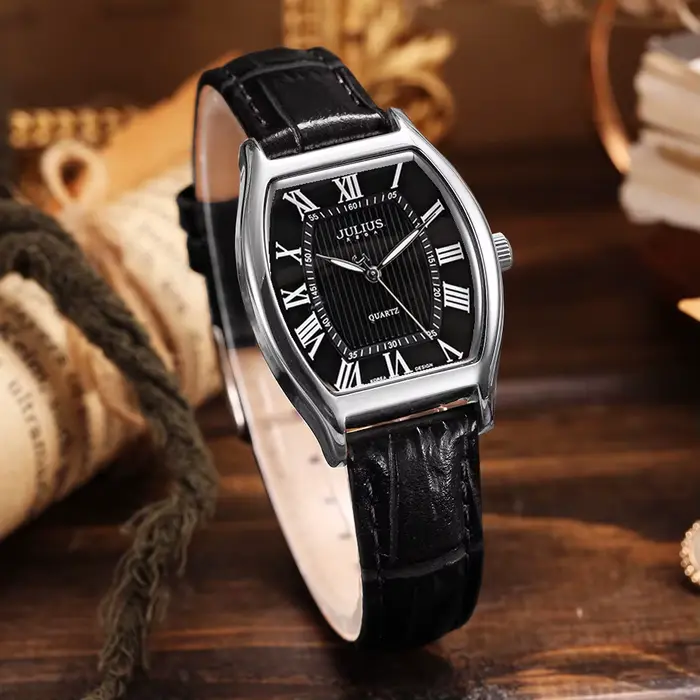 Horloge à Quartz japonaise en cuir véritable, rétro, classique, montre pour hommes, montre pour femme, montre pour hommes, pour Couple, Business, boîte Julius, cadeau pour amoureux