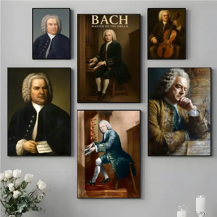 Affiche de compositeur baroque Johann Sebastian Bach, de qualité supérieure, pour la maison, la salle, le Bar, le café, décoration murale, article cadeau