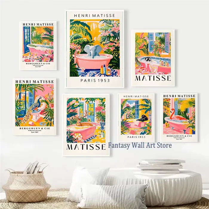 Affiche d'animaux Matisse dans la salle de bain