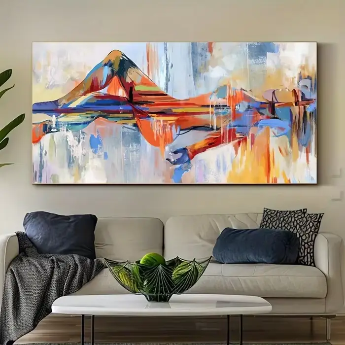 1 pièce d'impression sur toile de paysage de montagne abstrait, art mural moderne sans cadre, peintu