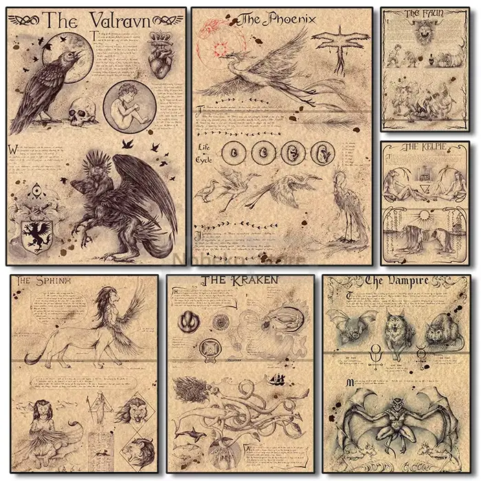 Affiches de créatures mythiques folkloriques