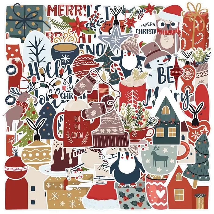 10/30/50 PIÈCES Mignon Père Noël Dessin Animé Autocollants Ordinateur Portable Téléphone Snowboard B